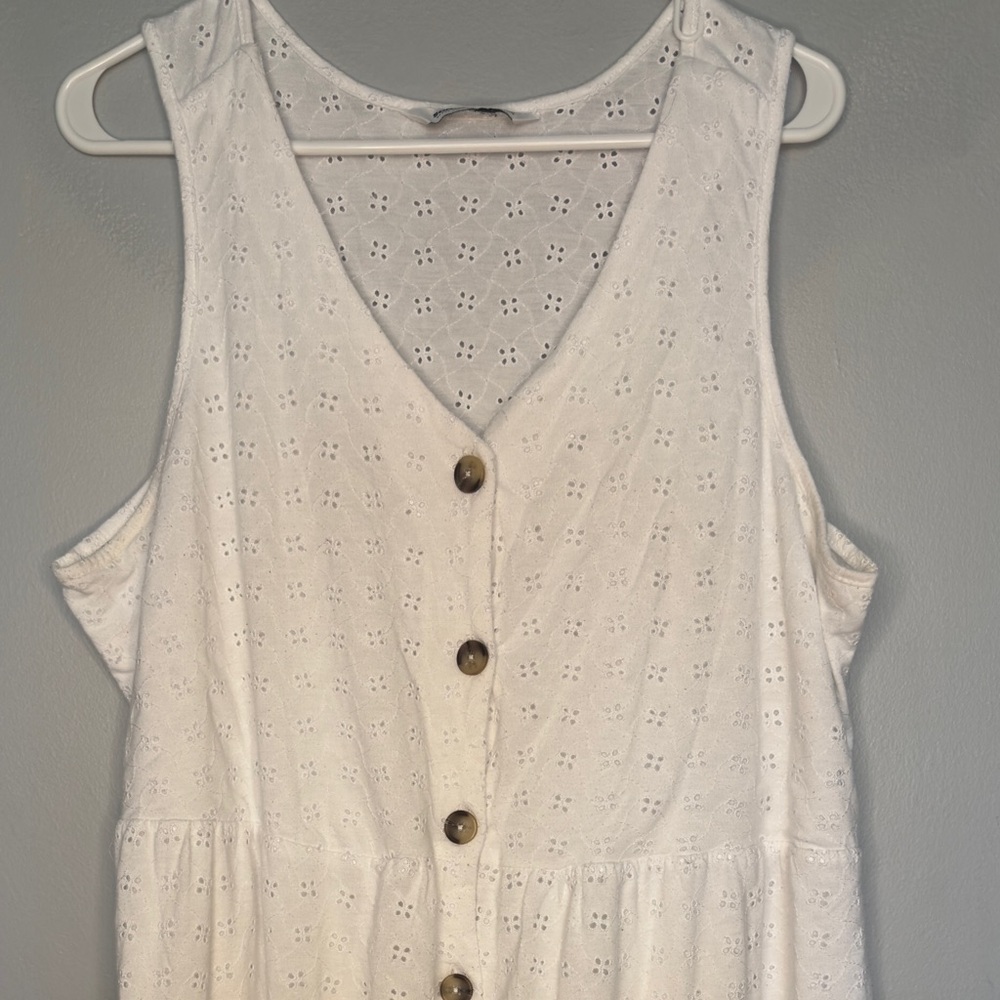 Sonoma Midi Embroidered Floral Sundress White Button-Down Size XL